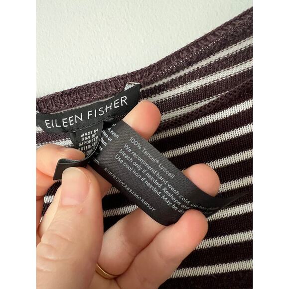 Eileen Fisher Bateau-Neck Brown White Stripe Sweater Sz M - Picture 7 of 8